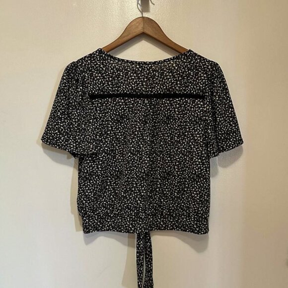 Black Floral Tie-Front Top - Picture 5 of 5